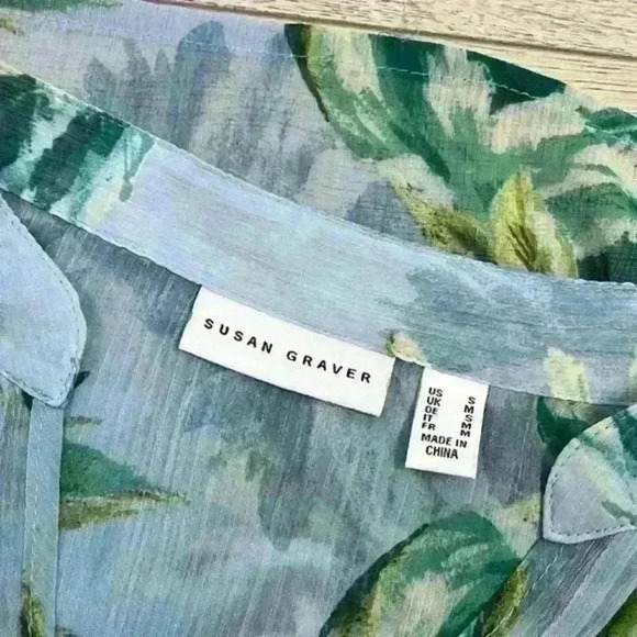 Susan Graver Blue Floral Lightweight Blouse Size Small - Picture 5 of 8